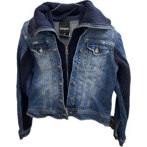 Desigual Women's Condor Denim Truck Jacket Sweater Denim Medium Blue